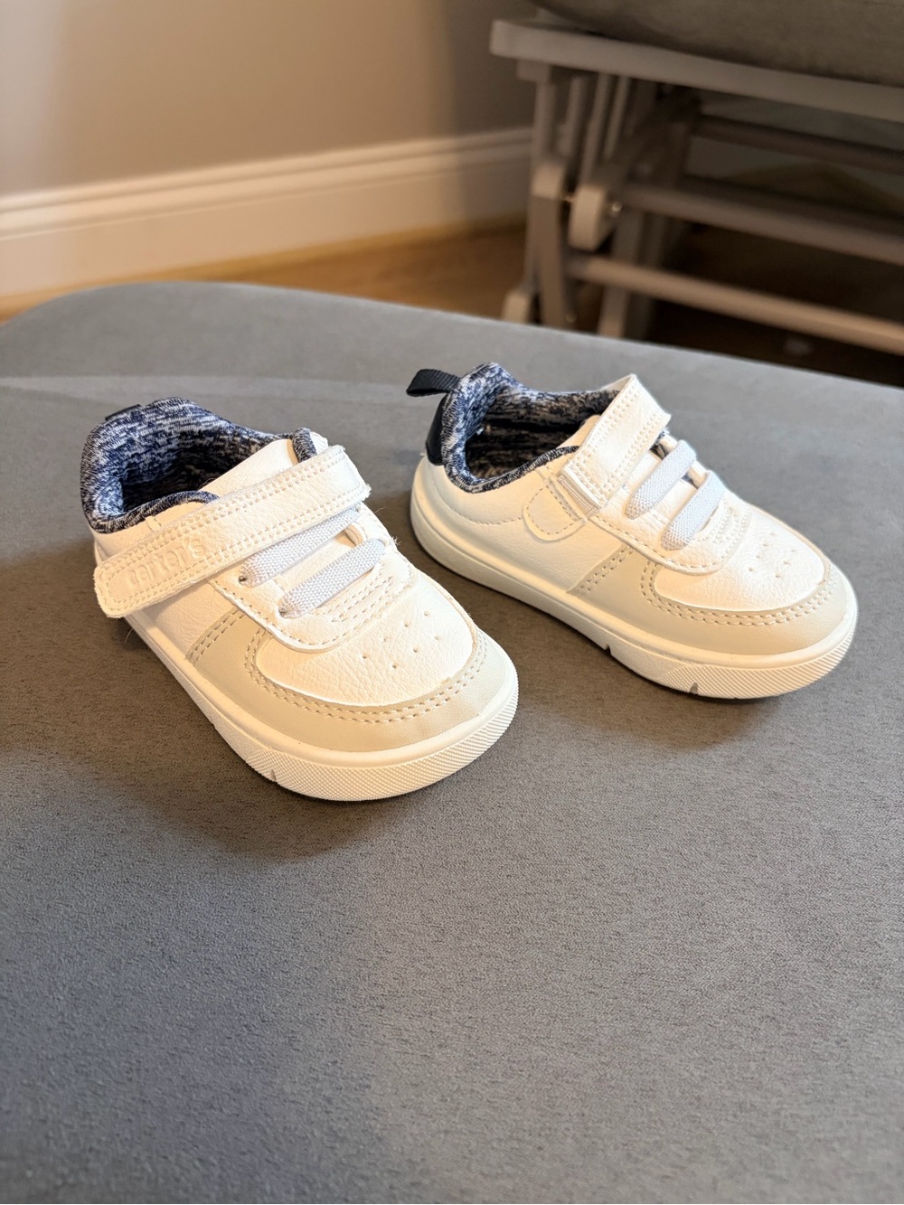 Carter's White Sneakers with Blue Patterned Liner